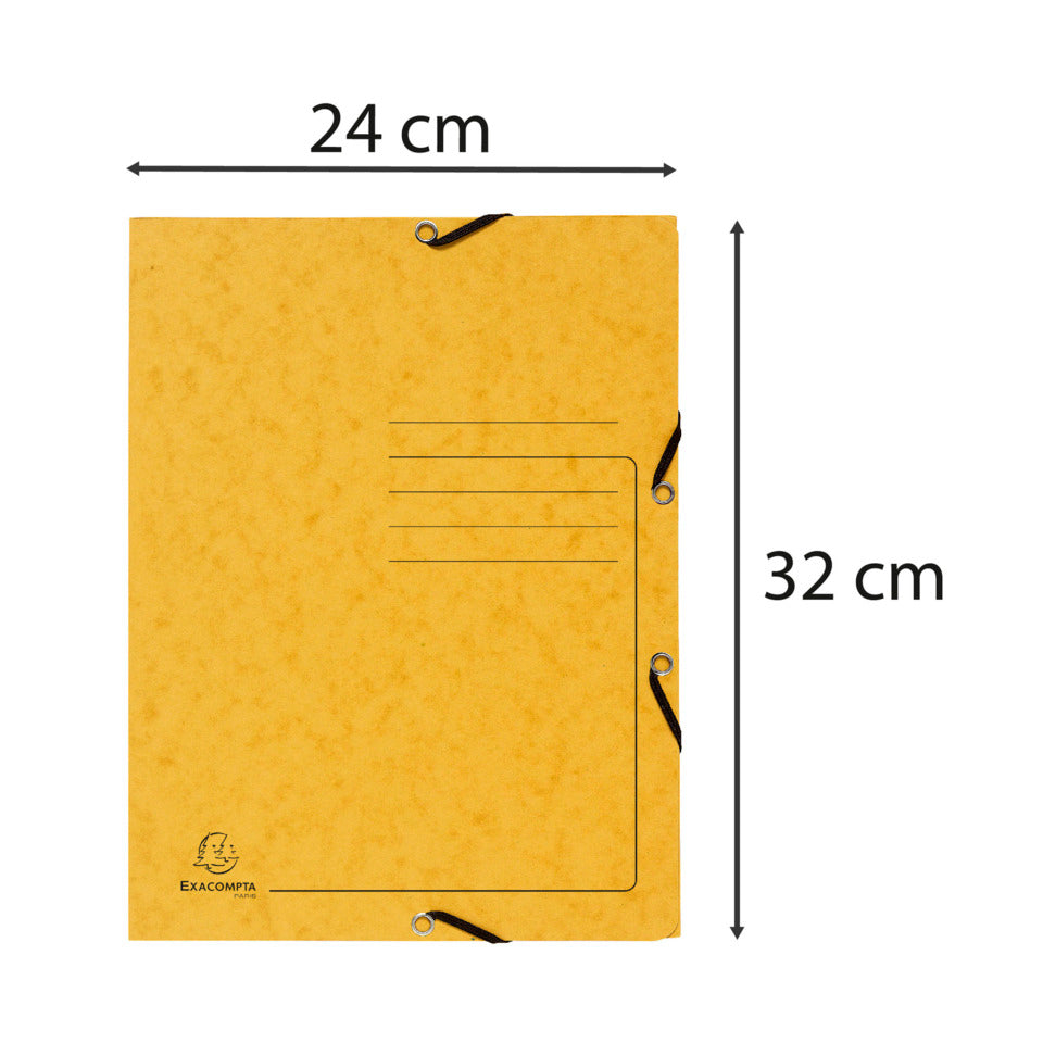 Sammelmappe mit Gummizug und 3 Klappen, Colorspan-Karton 355g/m2,A4, gelb EXACOMPTA 55409E