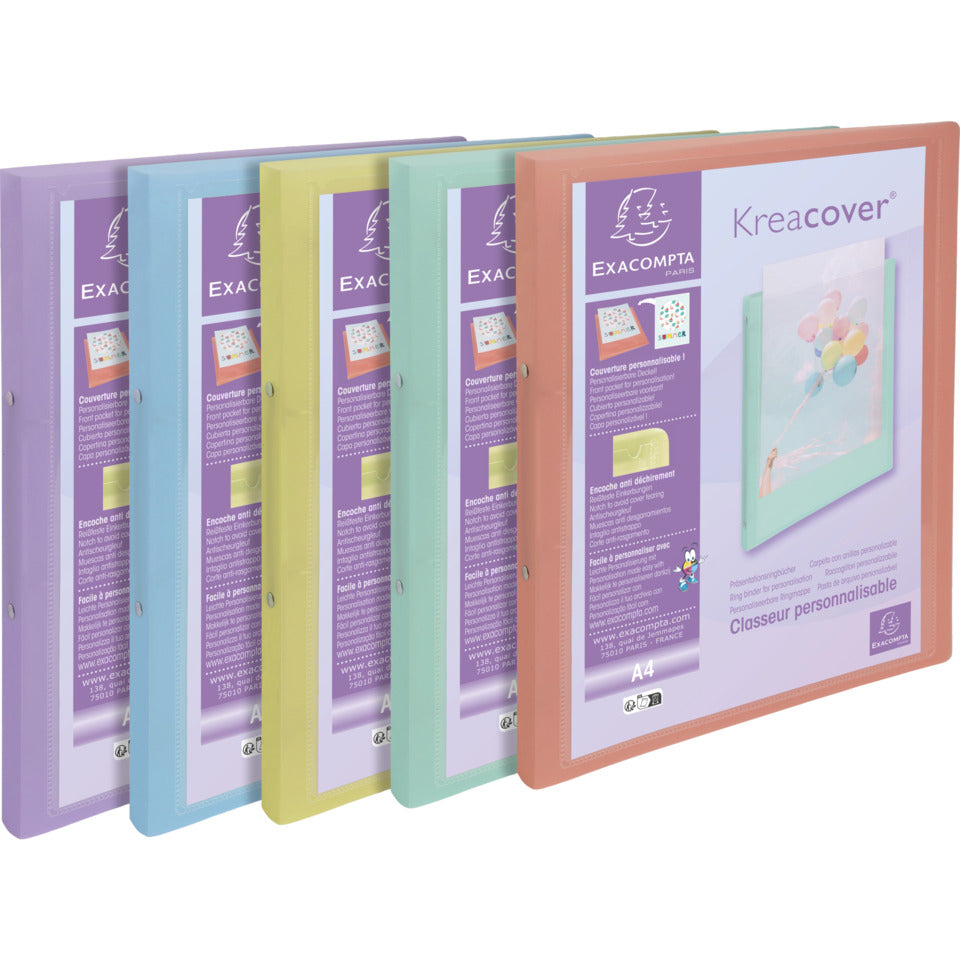 Ringbuch A4 PP, 2 Ringe 15mm, Kreacover Pastell, sortiert EXACOMPTA 54279E