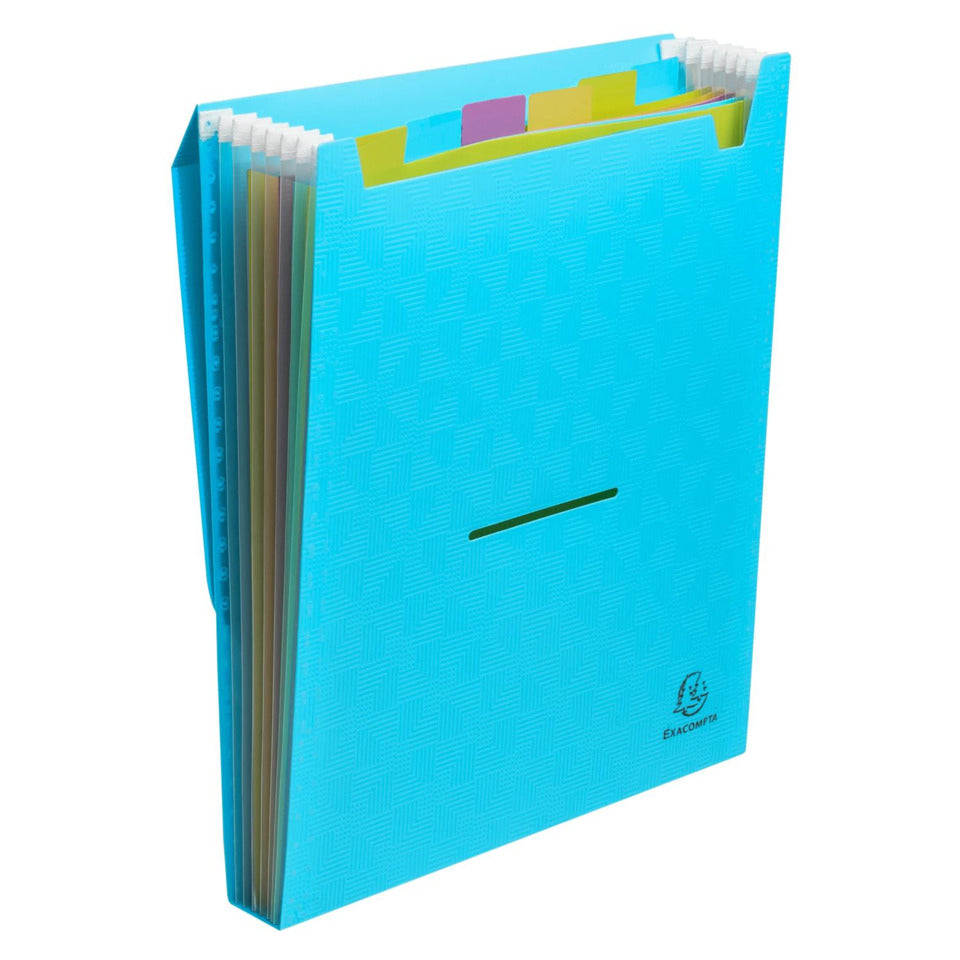 Fächermappe Hochformat, 6 Fächer Recycling-PP, Kollektion Pop'N Co, blau EXACOMPTA 55799E