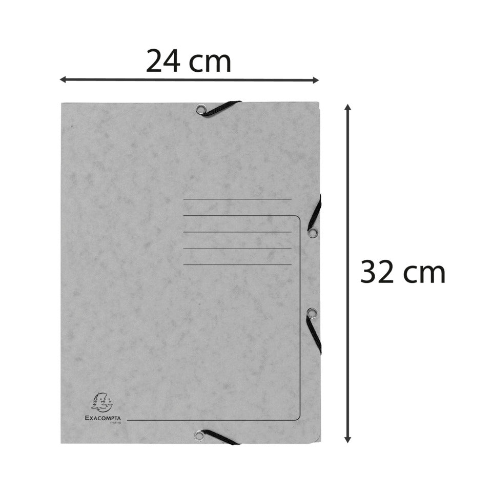 Sammelmappe mit Gummizug und 3 Klappen, Colorspan-Karton 355g/m2,A4, grau EXACOMPTA 55423E