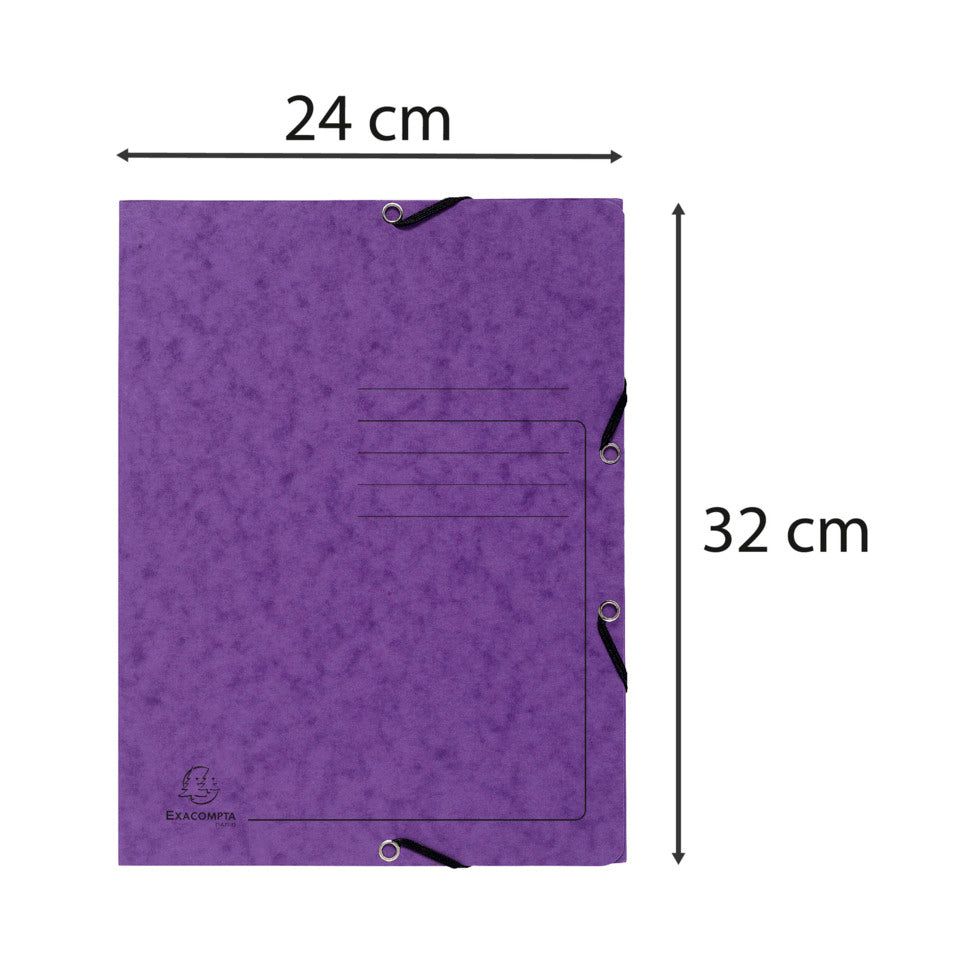 Sammelmappe mit Gummizug und 3 Klappen, Colorspan-Karton 355g/m2,A4, lila EXACOMPTA 55408E