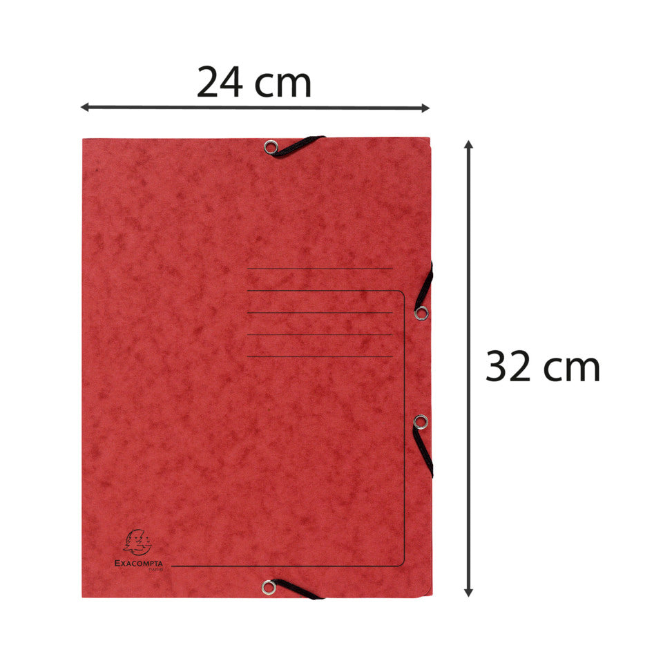 Sammelmappe mit Gummizug und 3 Klappen, Colorspan-Karton 355g/m2,A4, rot EXACOMPTA 55405E