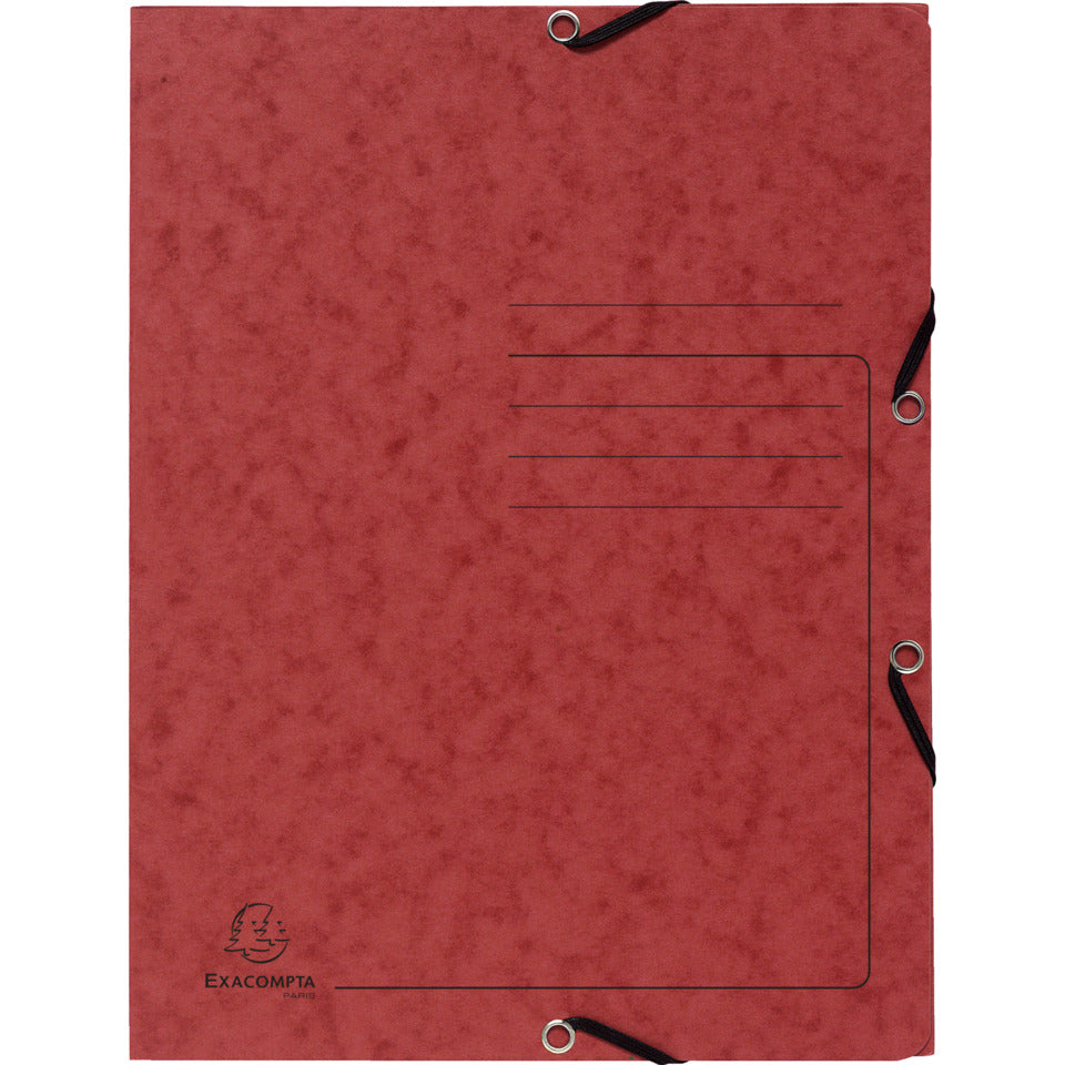 Sammelmappe mit Gummizug und 3 Klappen, Colorspan-Karton 355g/m2,A4, rot EXACOMPTA 55405E