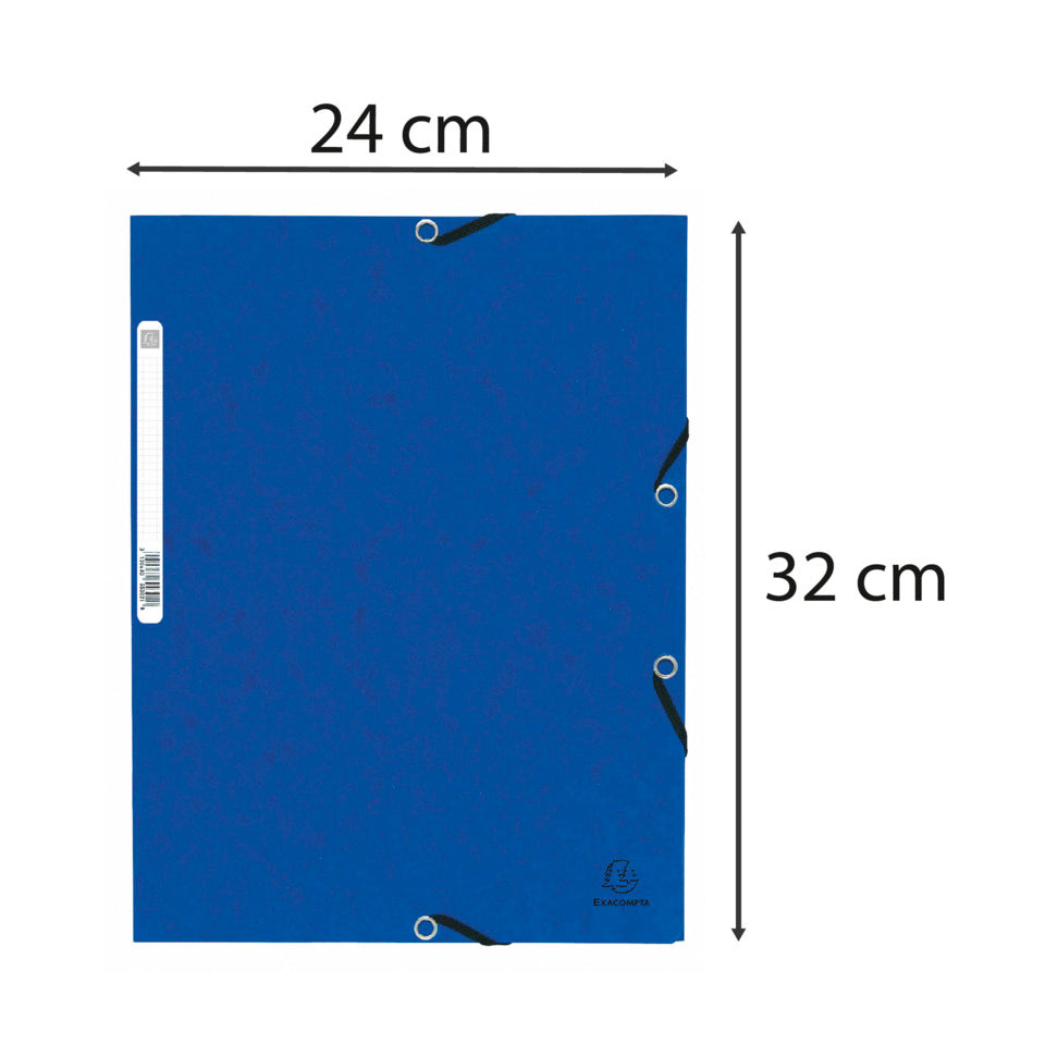 Sammelmappe mit Gummizug und 3 Klappen, Colorspan-Karton 355g/m2, A4, blau EXACOMPTA 55302E