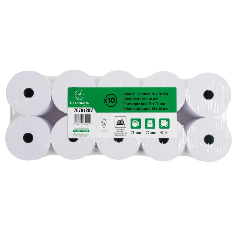Additionsrolle 1-lagig Offset 60g/m2 76x70mx12 EXACOMPTA 7670120V