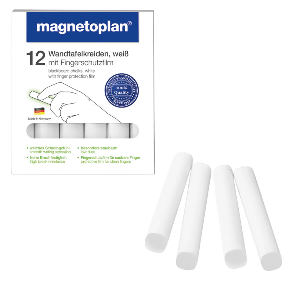 Tafelkreide, abgerundet, 12 Stück, weiß MAGNETOPLAN 12307