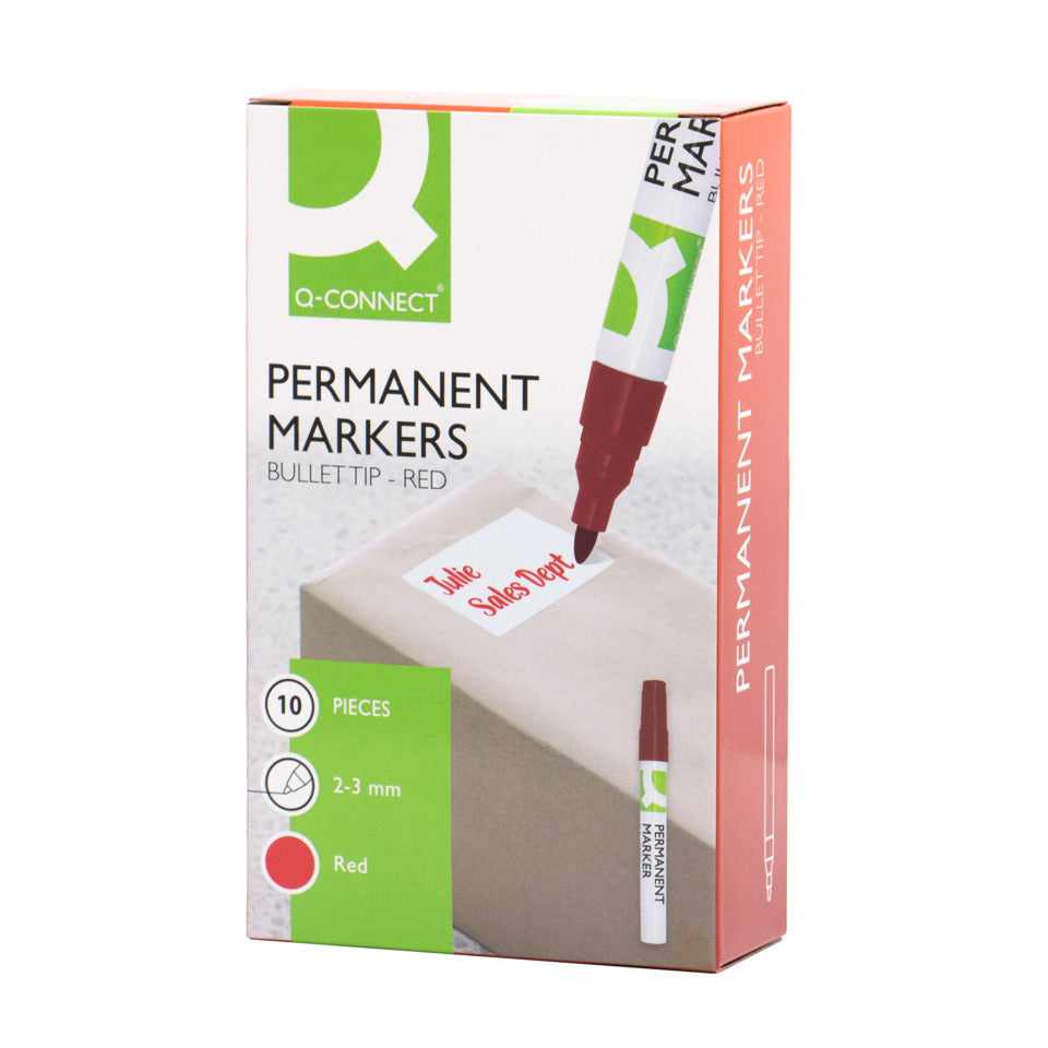 Permanentmarker 2 bis 3mm rot   Rundspitze Q-CONNECT KF11710 Q-CONNECT KF11710 Rundspitze 2-3mm