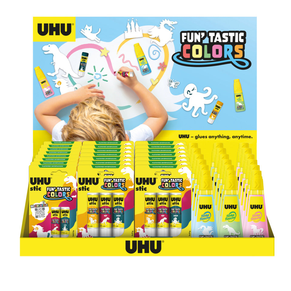 Klebepaket Stic & Flinke Flasche Funtastic Colors, 40 Stück, sortiert UHU 7010820 UHU 7010820 stic & Flinke Flasche