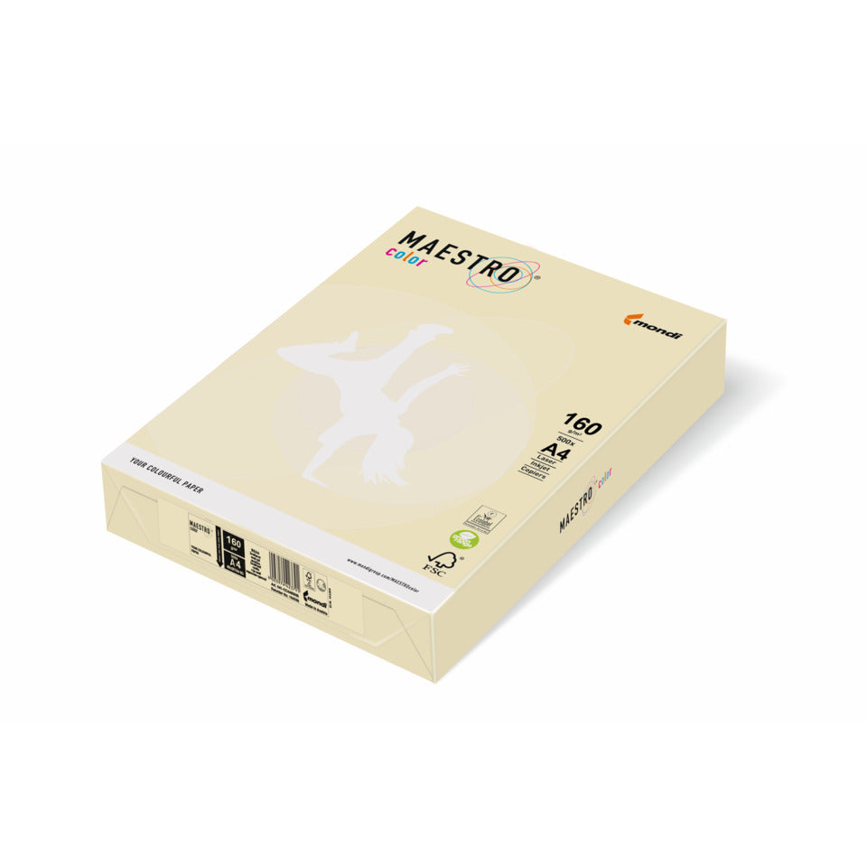 Kopierpapier Color Pastell, A4, 160g/m², 250 Blatt, vanille MAESTRO COLOR 9417-BE66A16 MAESTRO 9417-BE66A16S 250Bl