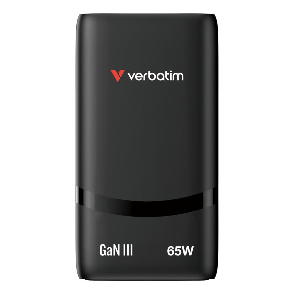 Fold 'n' Go GaN Ladegerät, 65W 2-Port EU-Stecker, schwarz VERBATIM 32354