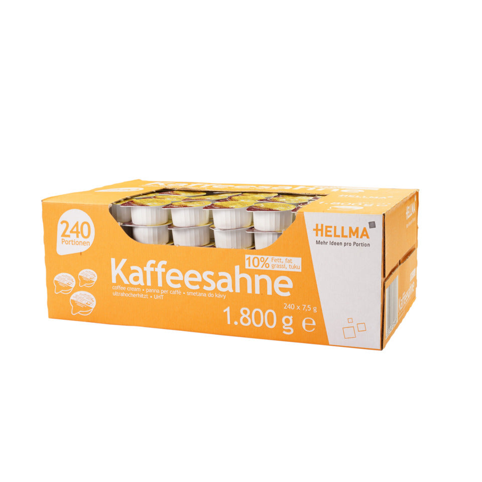 Kaffeesahne, 10 % Fett, 240 Portionen à 7,5 g, ultrahocherhitzt HELLMA 70102696