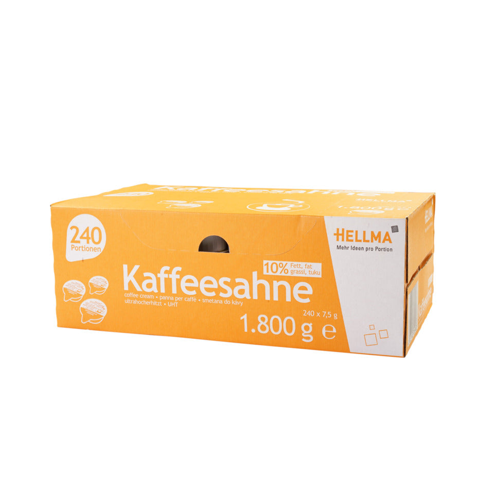 Kaffeesahne, 10 % Fett, 240 Portionen à 7,5 g, ultrahocherhitzt HELLMA 70102696