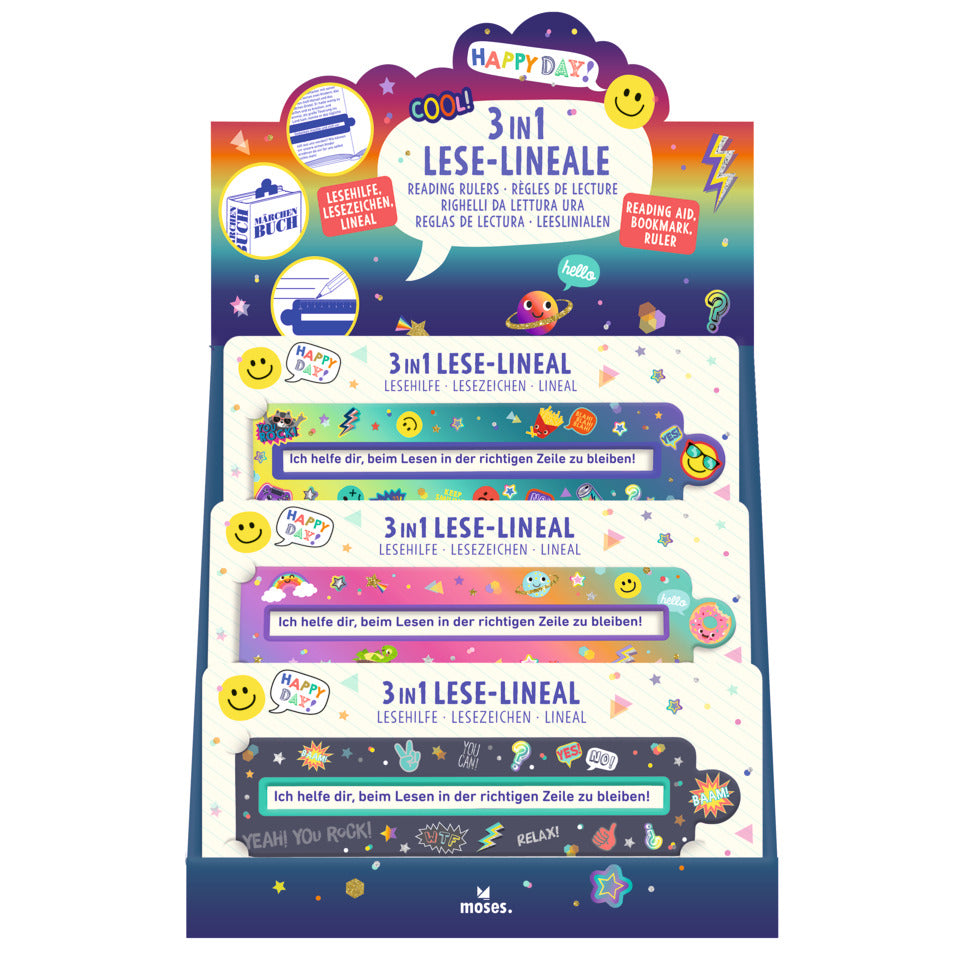 Lese-Lineal Happy Day 3 in 1, sortiert MOSES.VERLAG 26333 MOSES VERLAG 26333