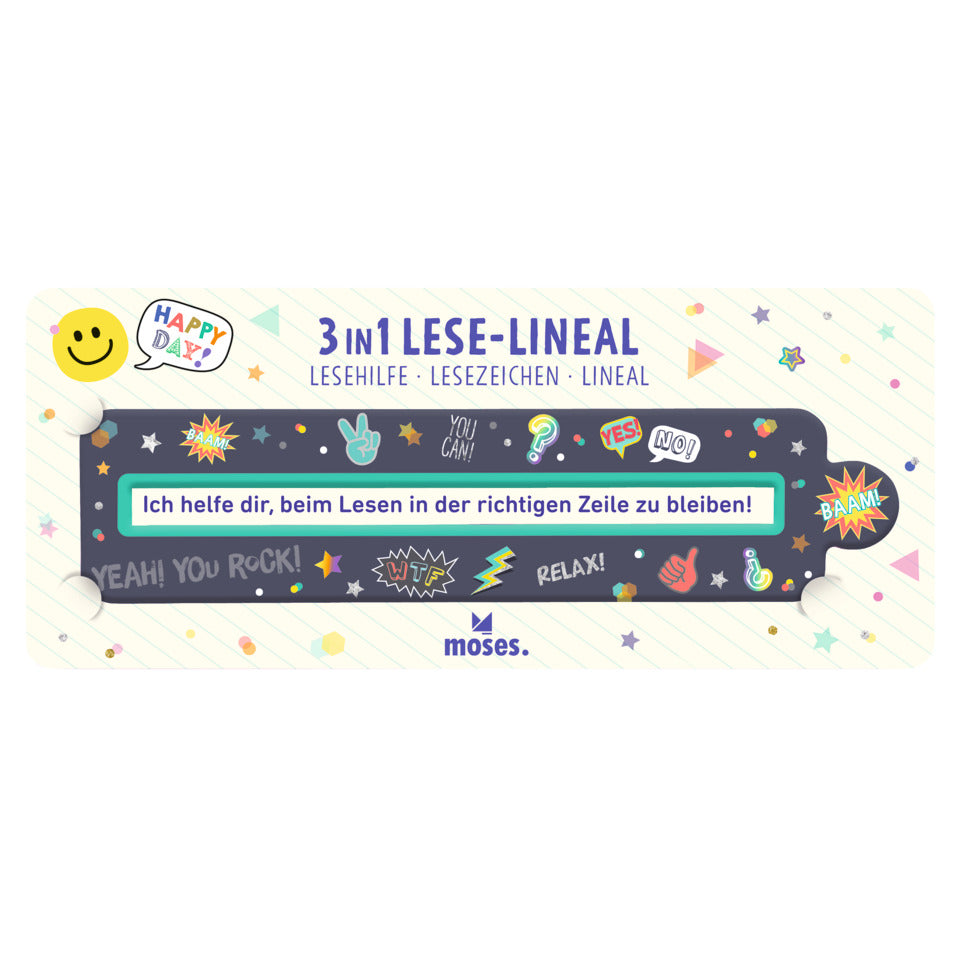 Lese-Lineal Happy Day 3 in 1, sortiert MOSES.VERLAG 26333 MOSES VERLAG 26333