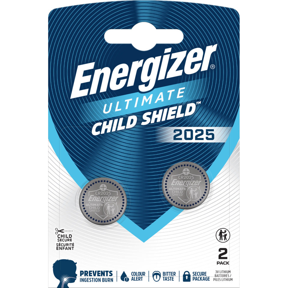Knopfzellen-Batterie Lithium CR2025, 170 mAh, UltimateChildShield, 2 Stück ENERGIZER E304205903 ENERGIZER E304205903 UltimateChildShield