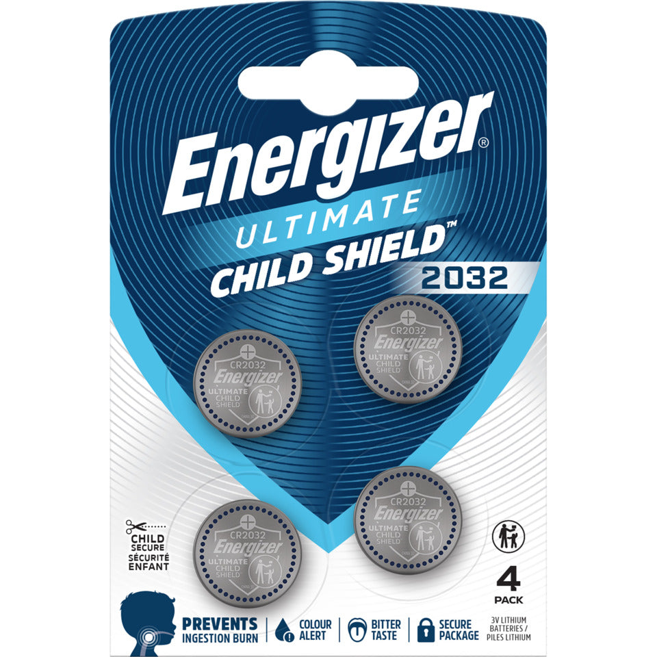 Knopfzellen-Batterie Lithium CR2032, 235 mAh, UltimateChildShield, 4 Stück ENERGIZER E304206103 ENERGIZER E304206103 UltimateChildShield