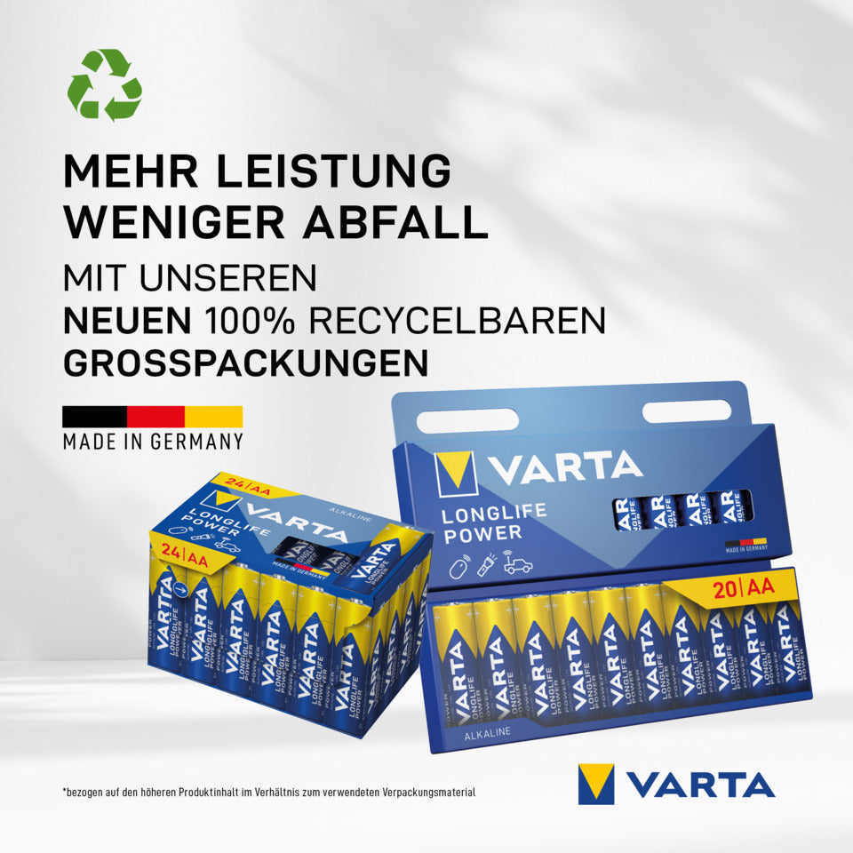 Batterie Alkali-Mangan, Mignon AA, Longlife Power, LR06, 1.5V, 40 Batterien VARTA 4906121154