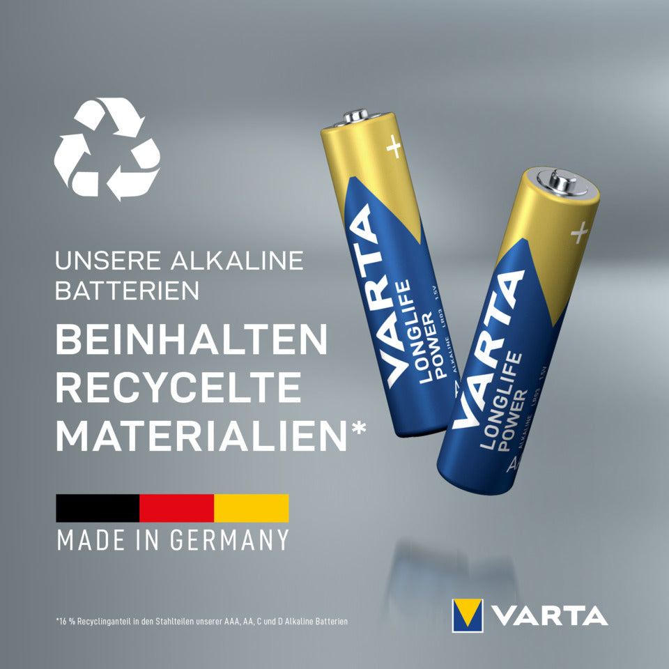 Batterie Alkali-Mangan, Micro AAA, Longlife Power, LR03, 1.5V, 40 Batterien VARTA 4903121154
