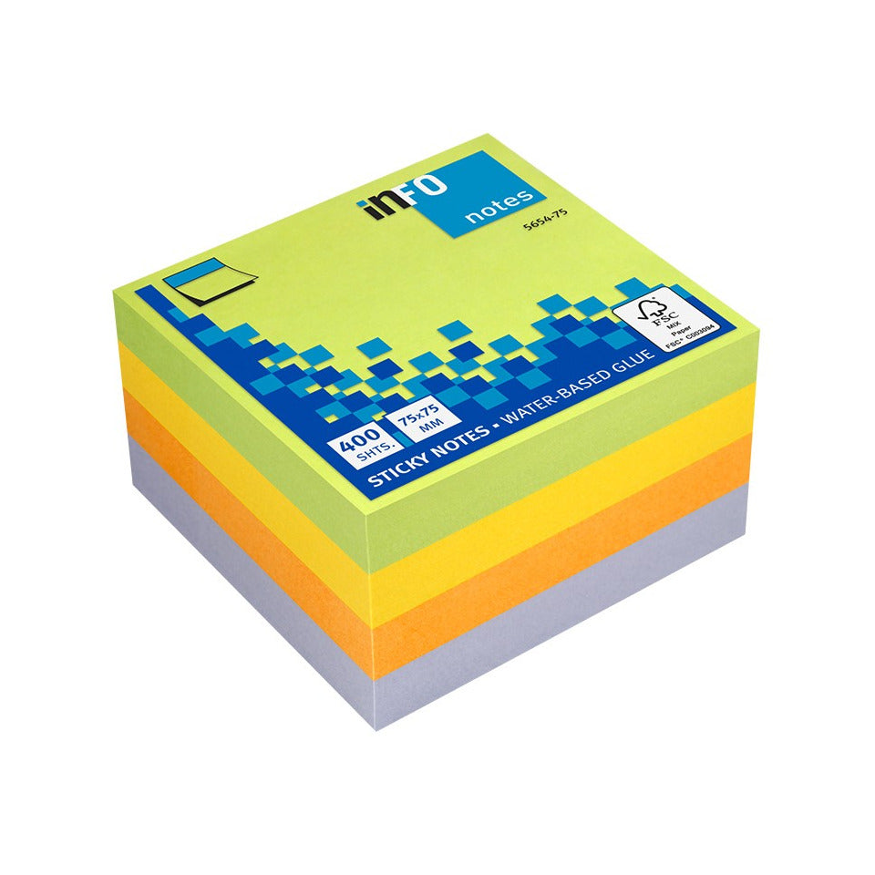 Haftnotizblock Spring, 75 x 75 mm, 4 x 100 Blatt, sortiert UPM 5654-75 GLOBAL NOTES INFO 5654-75 75x75mm