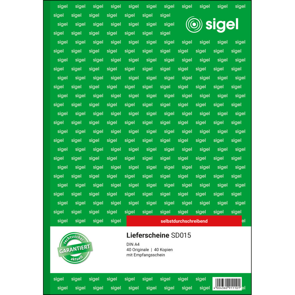 Lieferschein, A4, selbstdurchschreibend, 2x40 Blatt SIGEL SD015