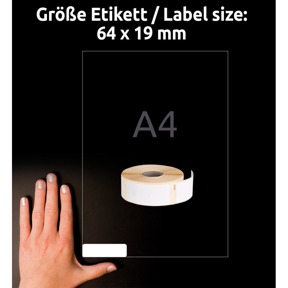 Rollen-Etiketten, 19x64mm, 450 Stück, weiß AVERY ZWECKFORM A1933085 AVERY ZWECKFORM A1933085 Folie