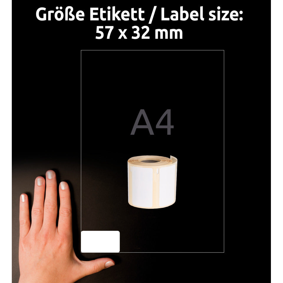Rollen-Etiketten, 57x32mm, 400 Stück, weiß AVERY ZWECKFORM A1933084 ZWECKFORM A1933084 Folie