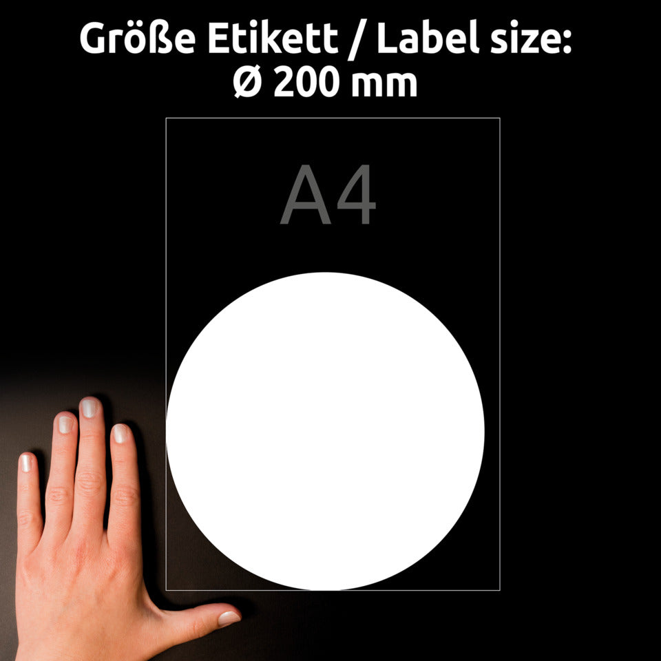 Hinterglas-Etiketten, Ø200mm, 10 Stück, weiß AVERY ZWECKFORM L9003-10