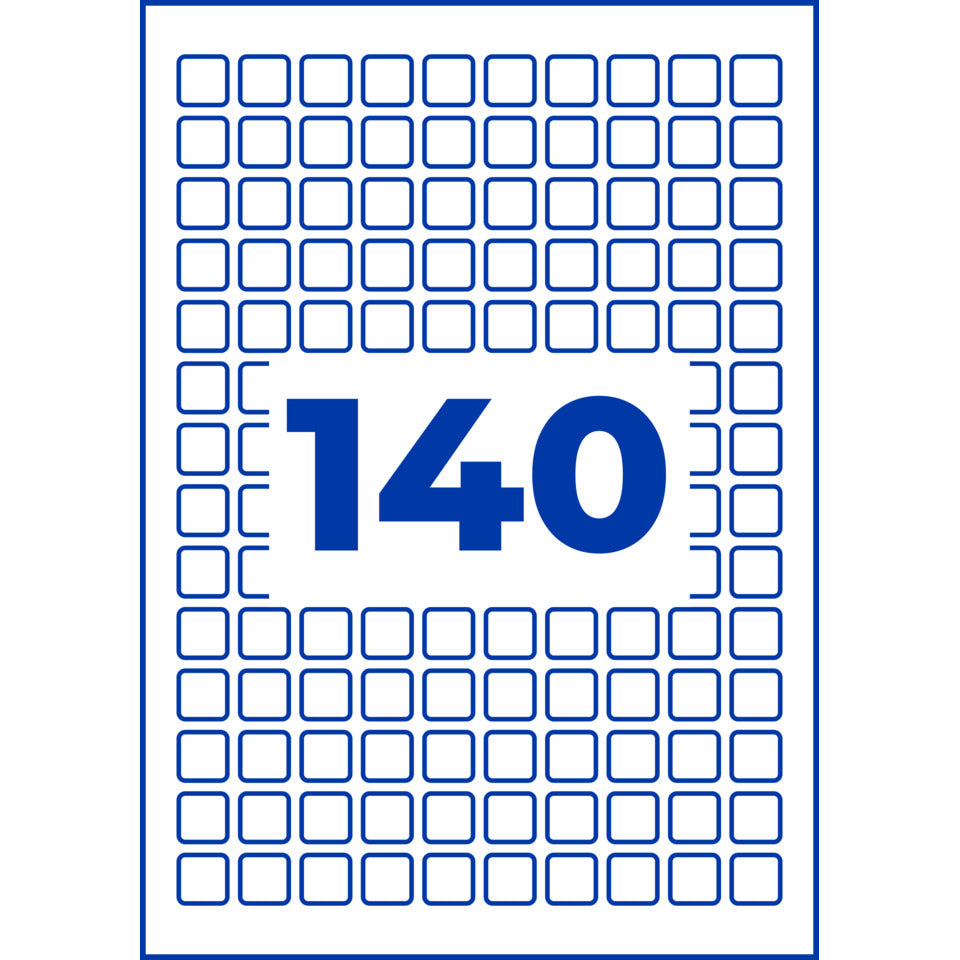 Universaletiketten, 15 x 15 mm, PPWR, permanent, Papier, 1.400 Stück, weiß AVERY ZWECKFORM L7130-10 AVERY ZWECKFORM L7130-10 permanent
