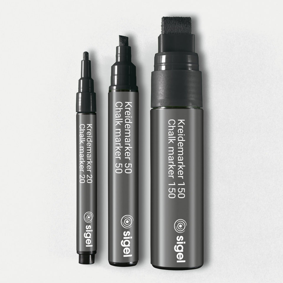 Kreidemarker 20, 1-2mm, Rundspitze, 2 Stück, schwarz SIGEL BA177 SIGEL BA177 Rundspitze 20
