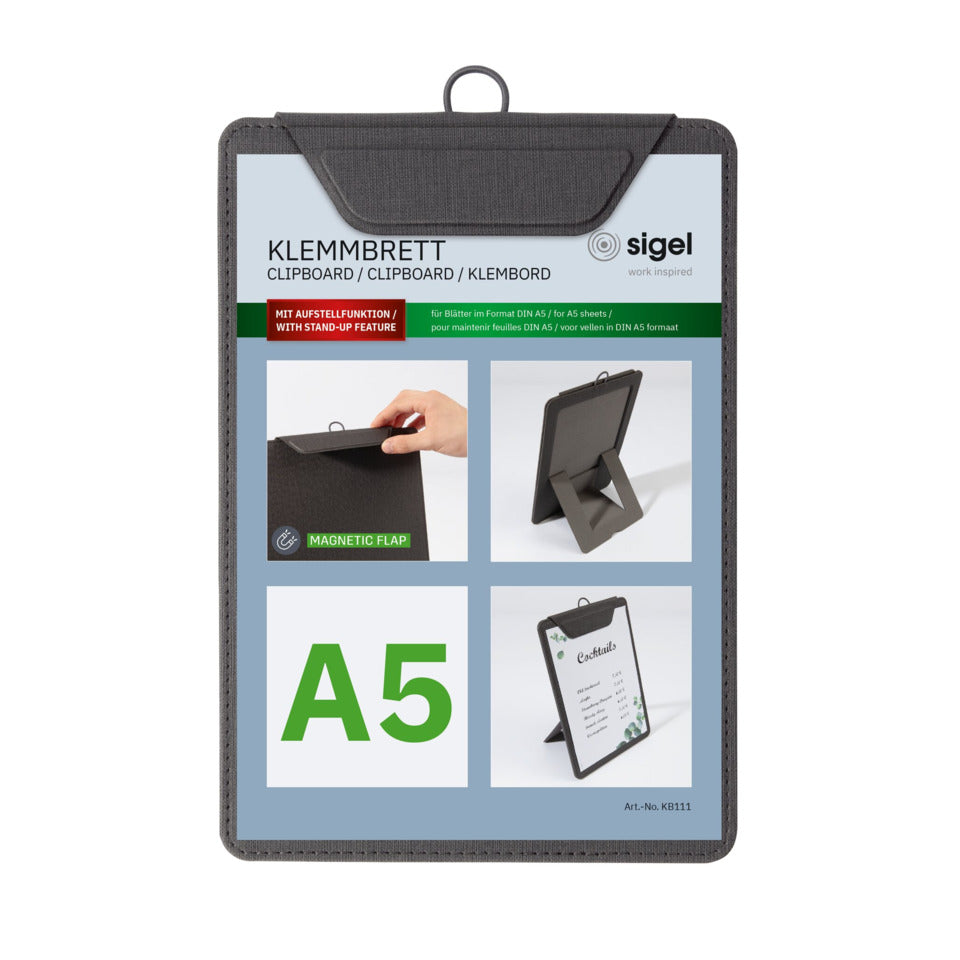 Speisekarten-Klemmbrett, A5, anthrazit SIGEL KB111 SIGEL KB111 Magnetklappe