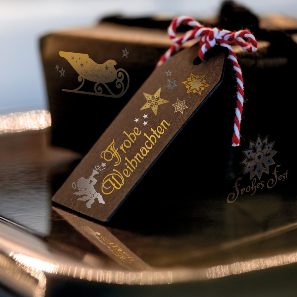 Weihnachtssticker Frohe Weihnachten, 20 Stück, gold/silber AVERY ZWECKFORM 52720 ZWECKFORM 52720 Schrift transp