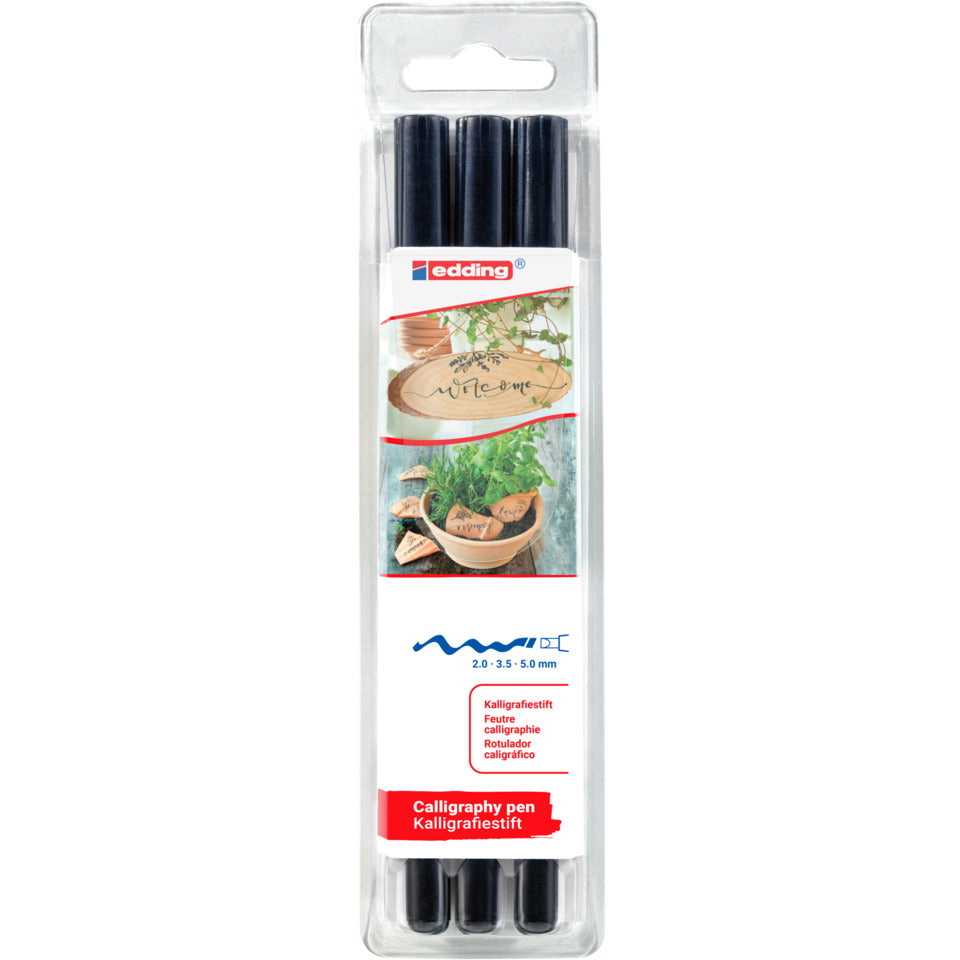 Kalligrafiestift 1255, 3er-Set, schwarz EDDING 1255-3S EDDING 1255-3S  2 und 3,5 und 5,0mm