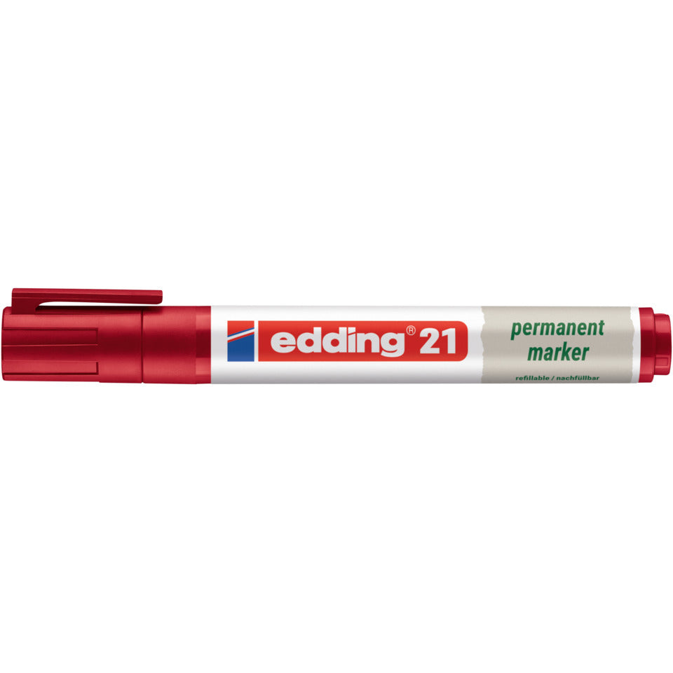 Permanentmarker 21 EcoLine, Rundspitze, nachfüllbar, 1,5-3mm, rot EDDING 4-21002 EDDING 21002 Rundspitze nachfüllbar