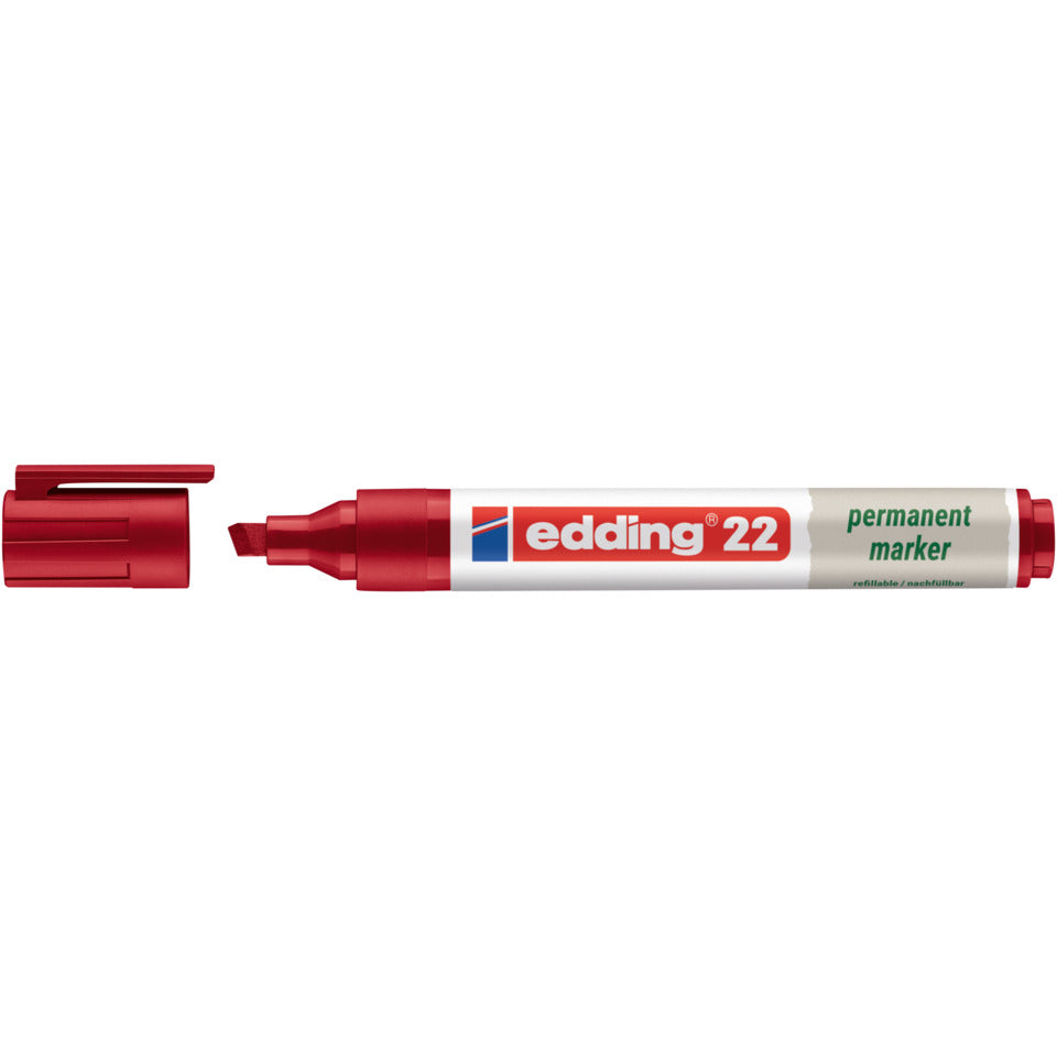 Permanentmarker 22 EcoLine, Keilspitze, nachfüllbar, 1-5mm, rot EDDING 4-22002 EDDING 22002 Keilspitze nachfüllbar