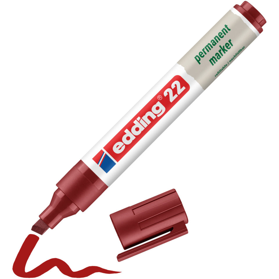 Permanentmarker 22 EcoLine, Keilspitze, nachfüllbar, 1-5mm, rot EDDING 4-22002 EDDING 22002 Keilspitze nachfüllbar