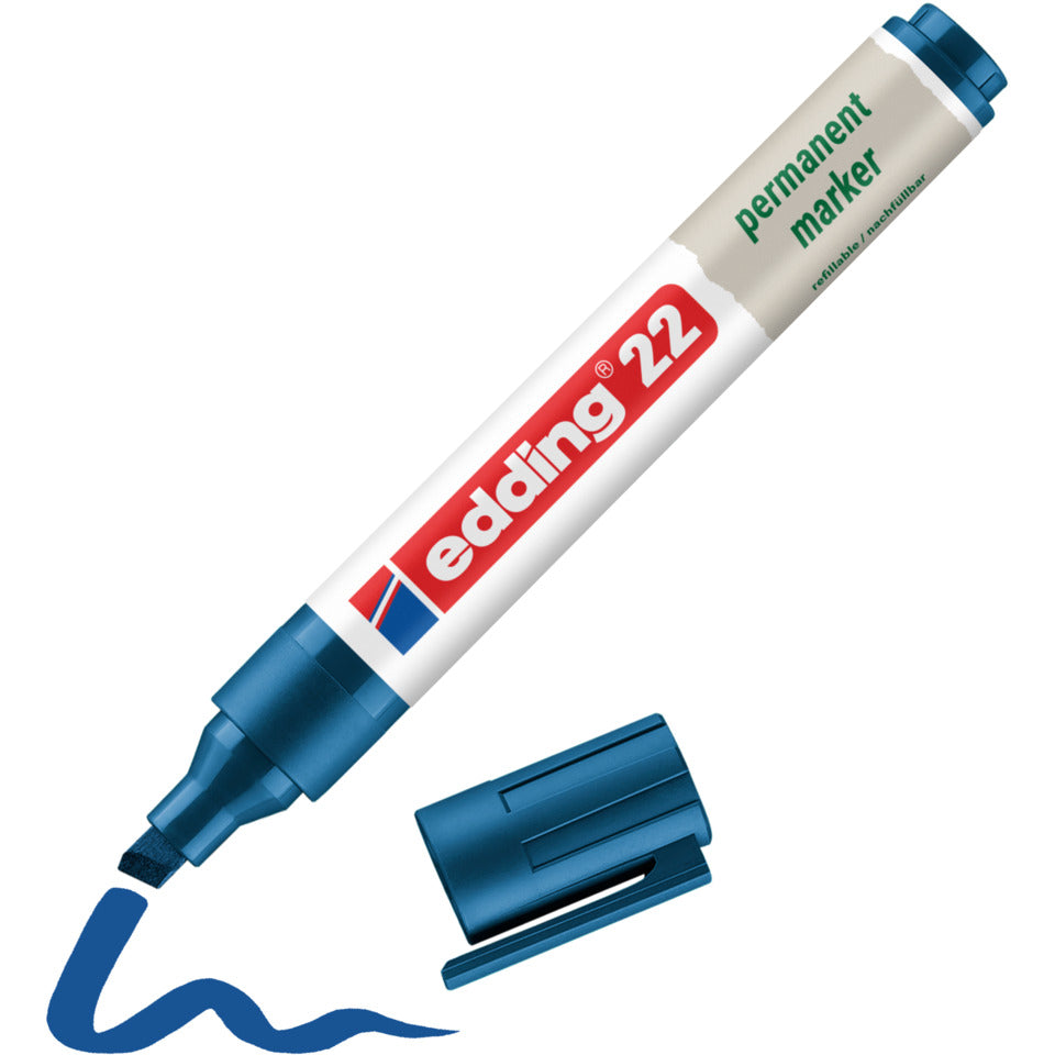 Permanentmarker 22 EcoLine, Keilspitze, nachfüllbar, 1-5mm, blau EDDING 4-22003 EDDING 22003 Keilspitze nachfüllbar
