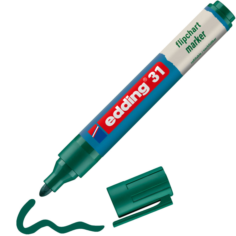 Flipchartmarker 31 EcoLine, 1,5-3mm, Rundspitze, grün EDDING 31-004 EDDING 31-004 nachfüllbar Rundspitze