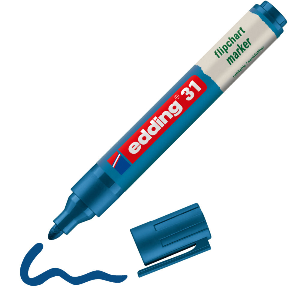 Flipchartmarker 31 EcoLine, 1,5-3mm, Rundspitze, blau EDDING 31-003 EDDING 31-003 nachfüllbar Rundspitze