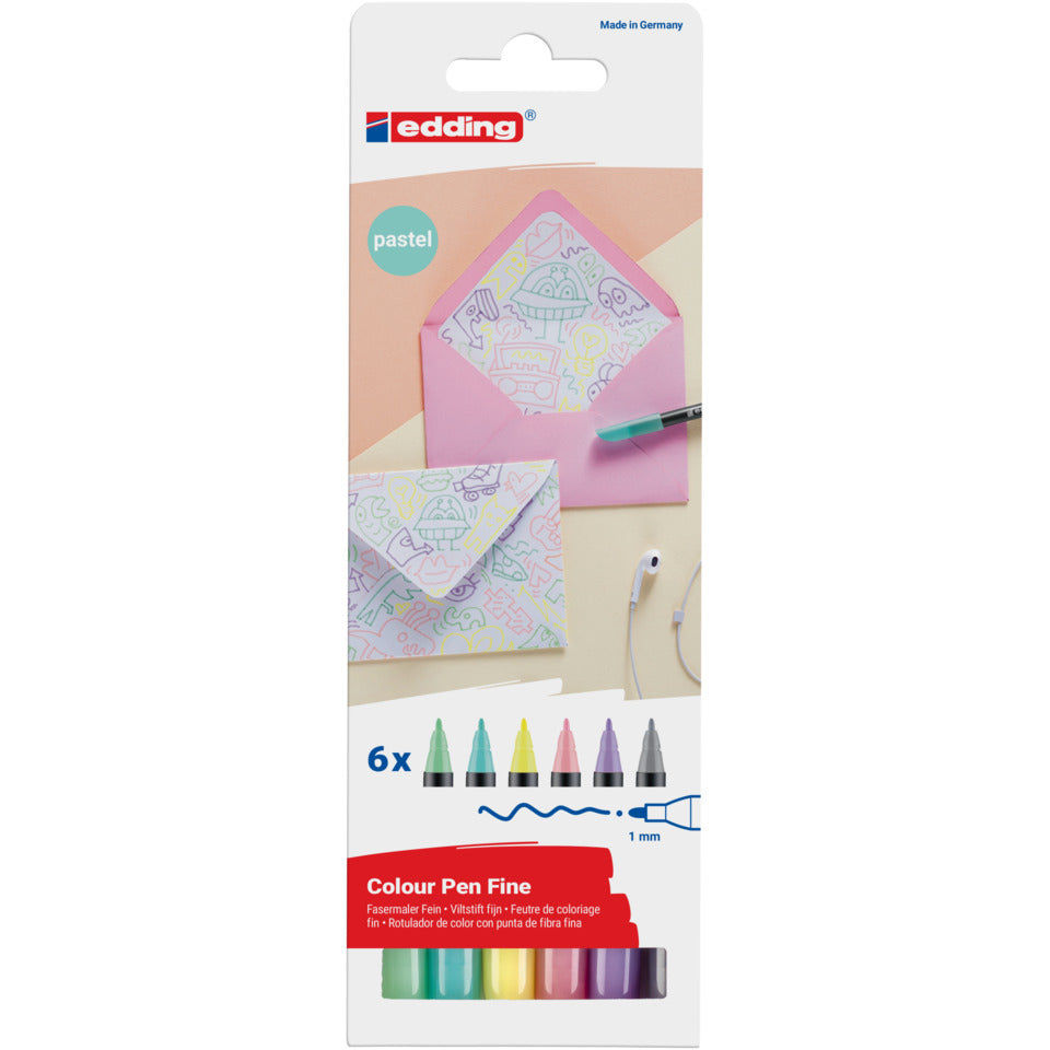 Faserschreiberetui Colourpen Pastell, 6 Stück, sortiert EDDING 1200-6-999 EDDING 1200-6-999 1200/6S