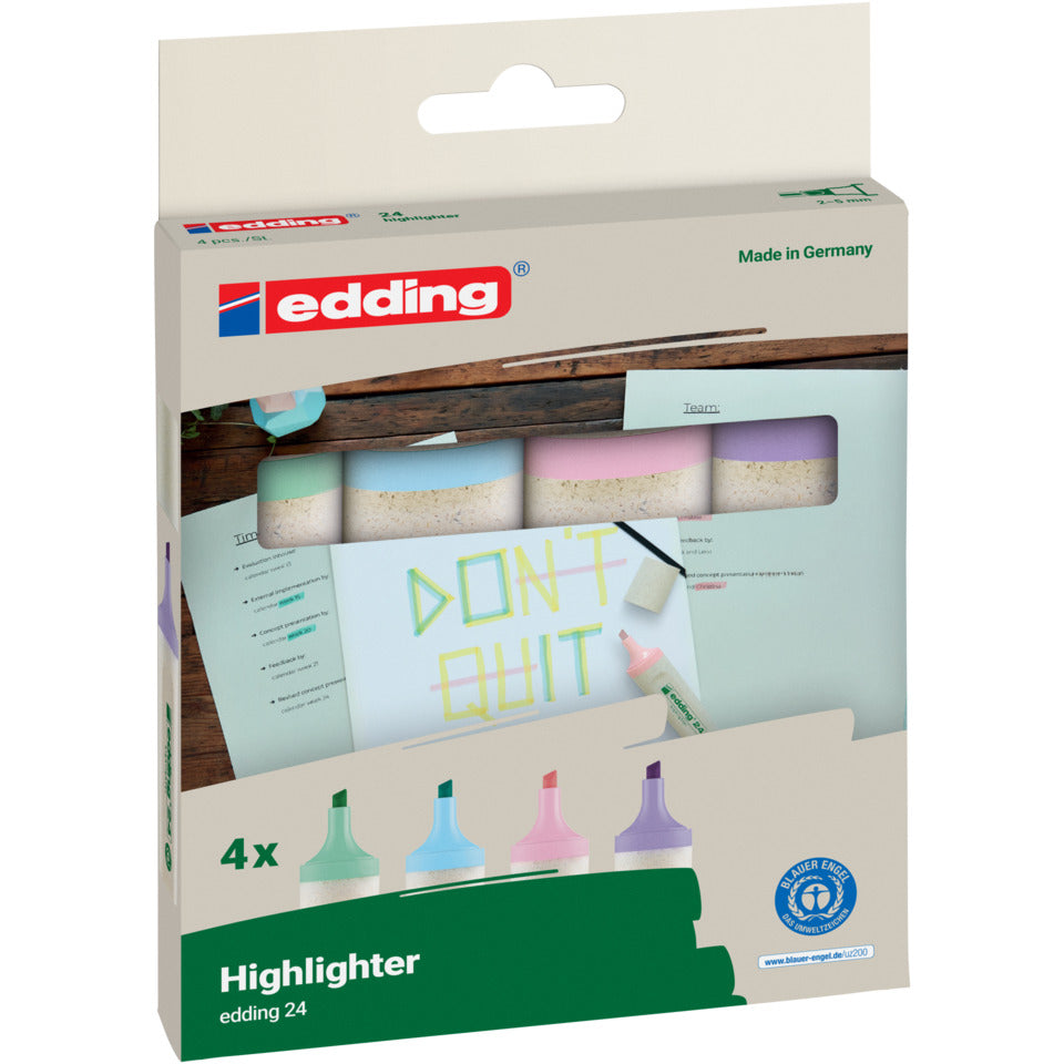 Textmarker EcoLine, 2-5mm, 4 Stück, pastell sortiert EDDING 24-4-1000 EDDING 24-4-1000 2-5mm