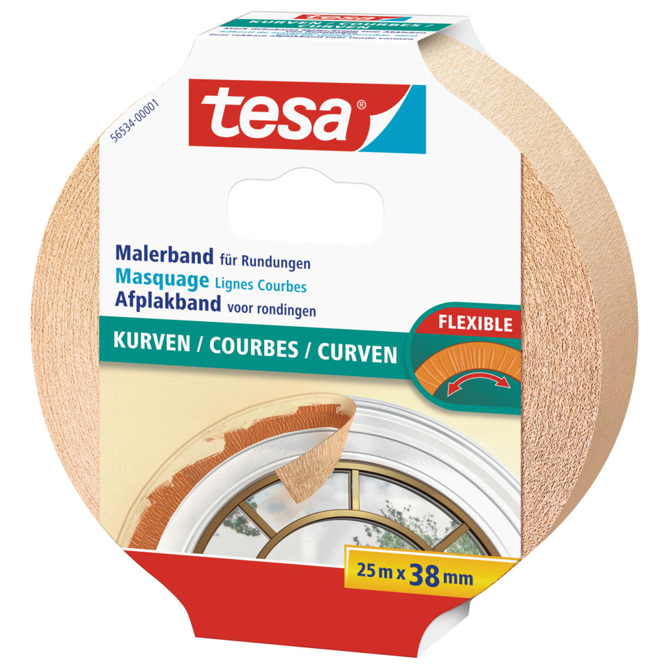 Kreppband für Kurven, 25mx38mm, beige TESA 56534-00001-02 TESA 56534-00001-02 38mm x25m