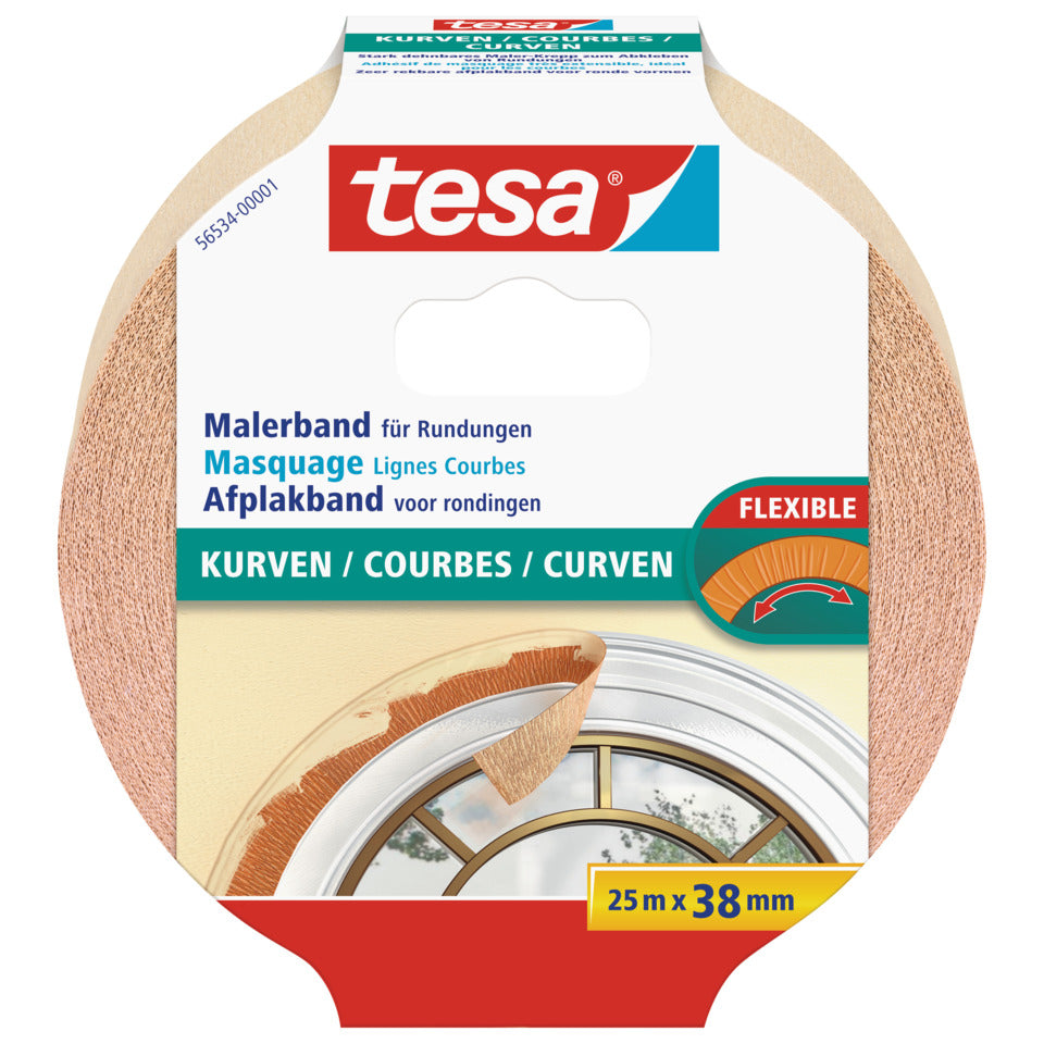 Kreppband für Kurven, 25mx38mm, beige TESA 56534-00001-02 TESA 56534-00001-02 38mm x25m