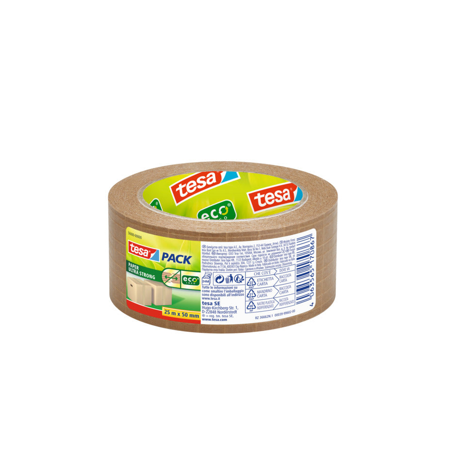 Packband tesapack® Papier Ultra Strong ecoLogo®, 25m x 50mm, braun TESA 56000-00000-00 TESA 56000-00000-00 50mm x25m