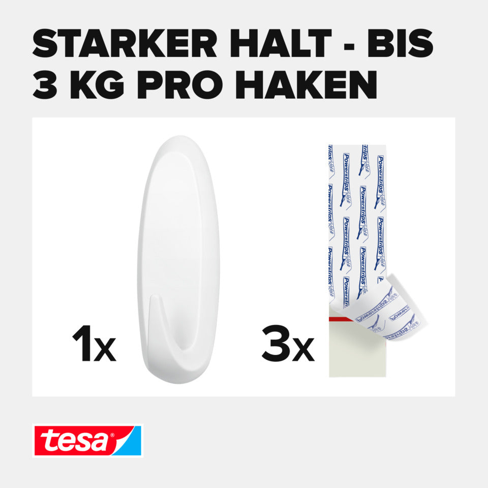 Powerstrips® Haken XL oval, 3kg, weiß TESA 59025-00000-00 TESA 59025-00000-00 XL 3kg