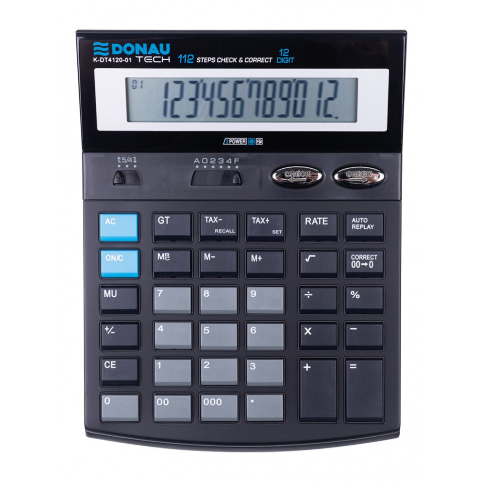 Tischrechner Tech, 185 x 140 x 37 mm, 12-stellig, schwarz DONAU K-DT4120-01 DONAU Tech K-DT4120-01