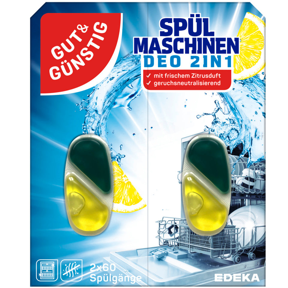 Spülmaschinendeo 2in1 zitrusfrisch   2 Stück GUT & GÜNSTIG 6842206000
