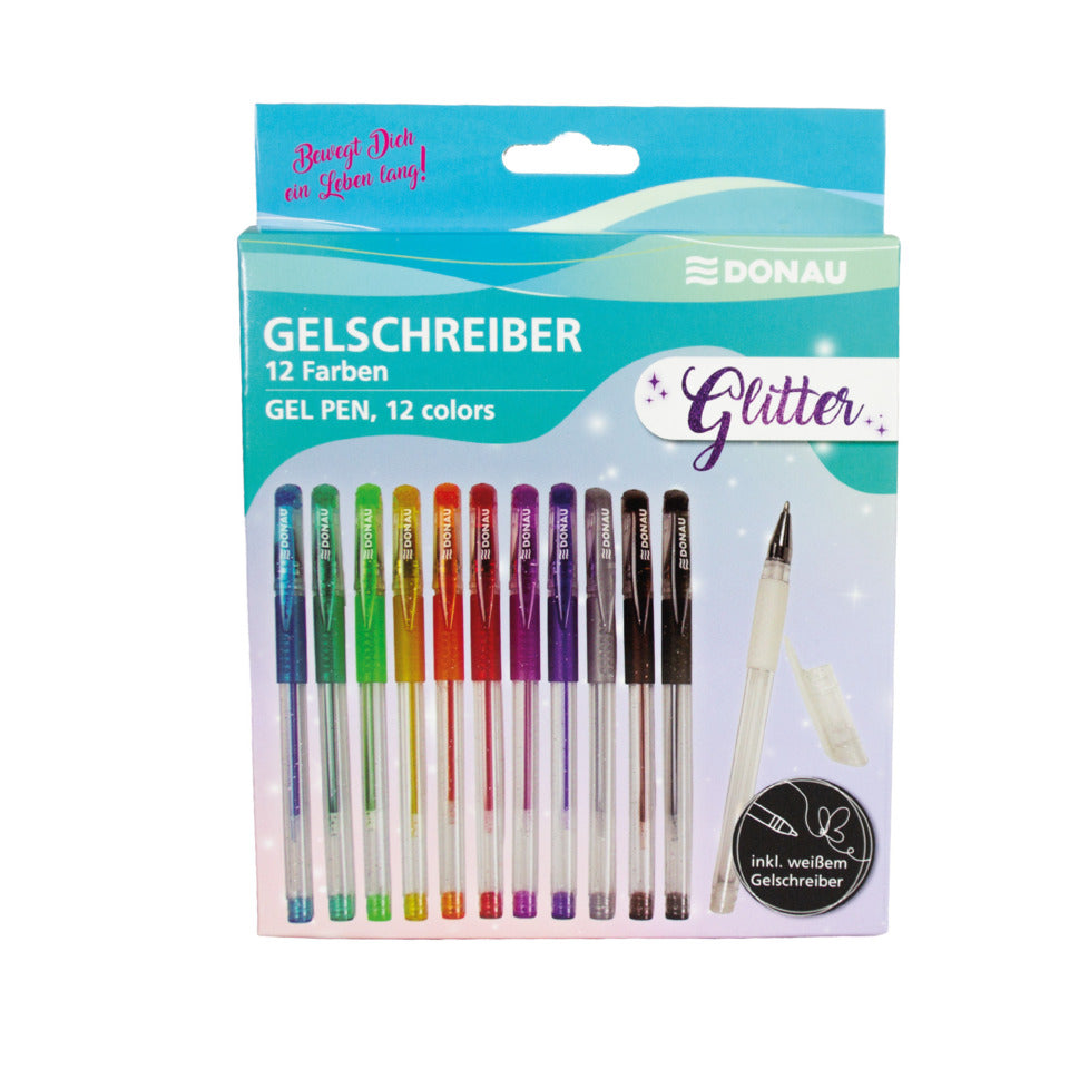 Gelschreiber 11Sück Glitzer+1Stück weiß DONAU 5110110-99