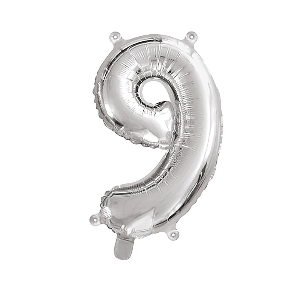 Folienballon Zahl 9, 43 cm, silber TIB 78239 TIB HEYNE 78239