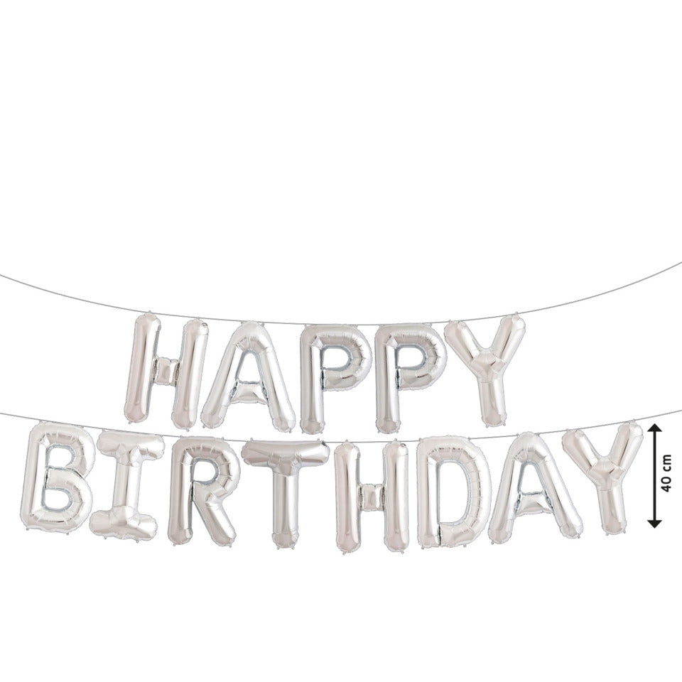Folienballon Happy Birthday, 40 cm, silber TIB 78244 TIB HEYNE 78244