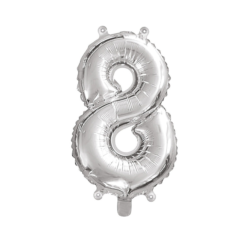 Folienballon Zahl 8, 43 cm, silber TIB 78238 TIB HEYNE 78238